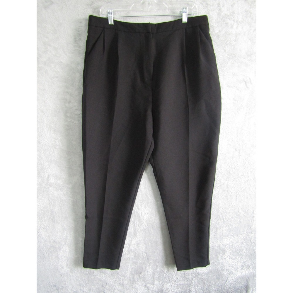 ASOS DESIGN Tall‎ Black Pleated Tapered Trousers High Rise Pants US 12 Tall